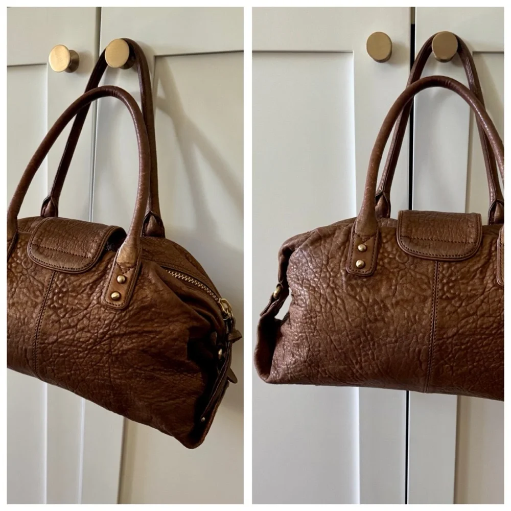 Botkier Bianca Metallic Bronze Leather Satchel Handbag, Antiqued Gold Hardware - Picture 6 of 16